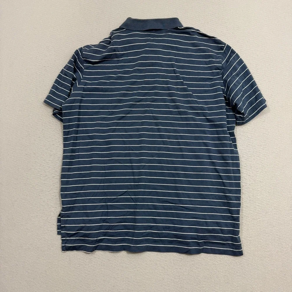 Vintage Polo Ralph Lauren Polo XL Blue Striped Short Sleeve Cotton Preppy 90s